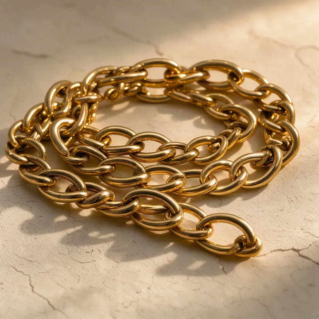 Golden cable chain necklace in 18k gold, 45 cm