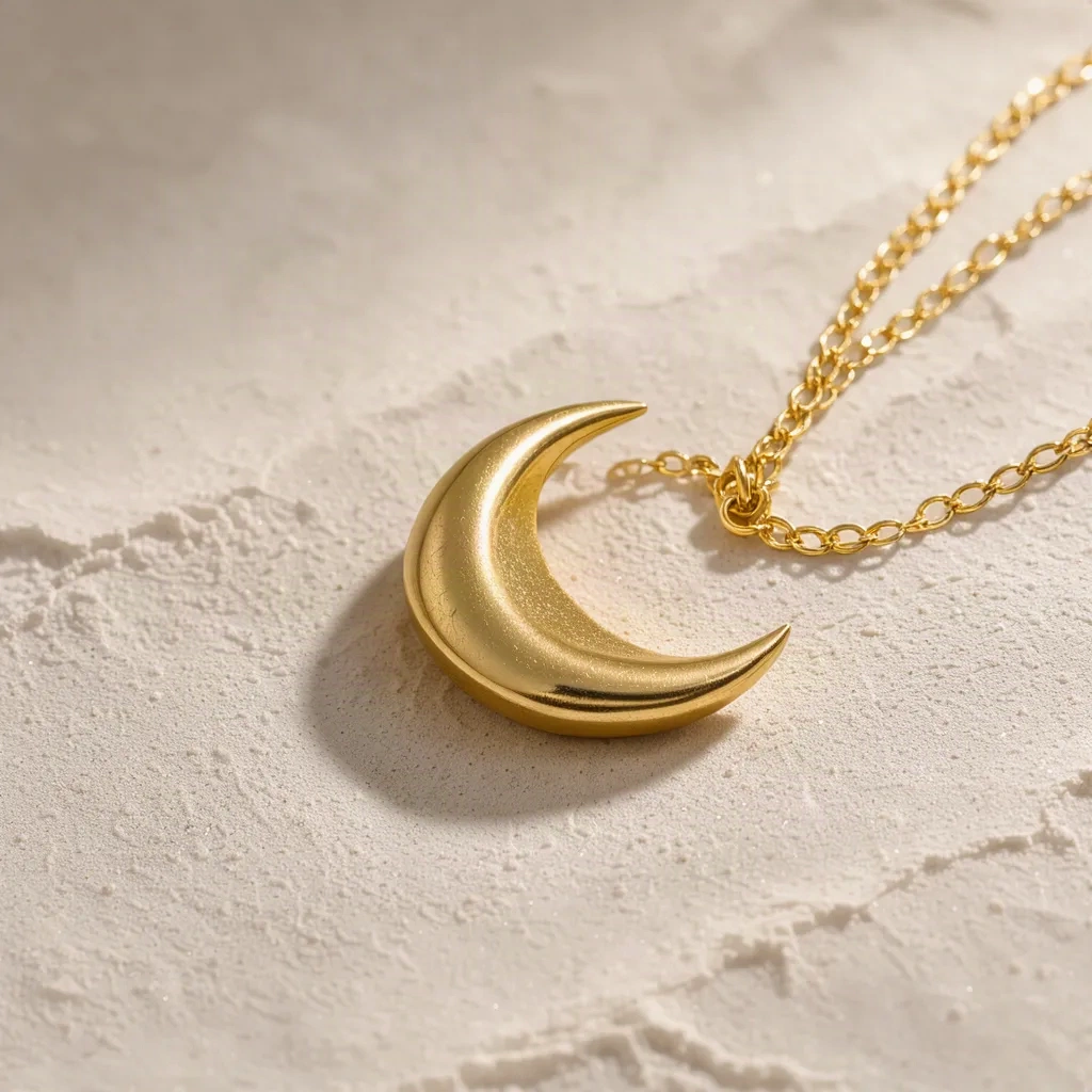 Luna crescent pendant in 18k yellow gold
