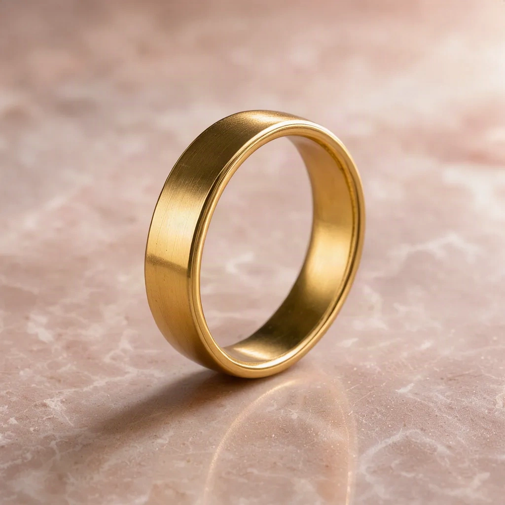 Baguette band in 18k yellow gold, flat 3 mm band